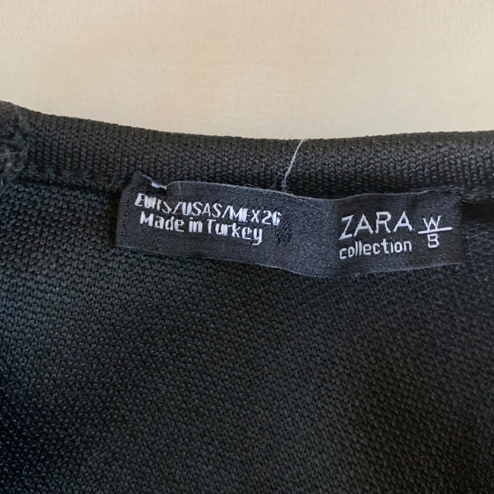 Zara Black Crop‎ Top Long Sleeves - Size Small 💃 - Picture 8 of 12